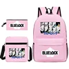 Blue Lock Prison Themed Large Capacity Canvas Backpack Three Piece Set Comic Bookbag Dual Shoulder Bag Travel Gear Accessories