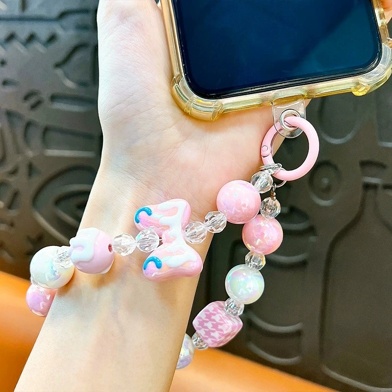 Elegant Anti-Lost Beaded Phone Charm Wrist Strap with Bow Accent