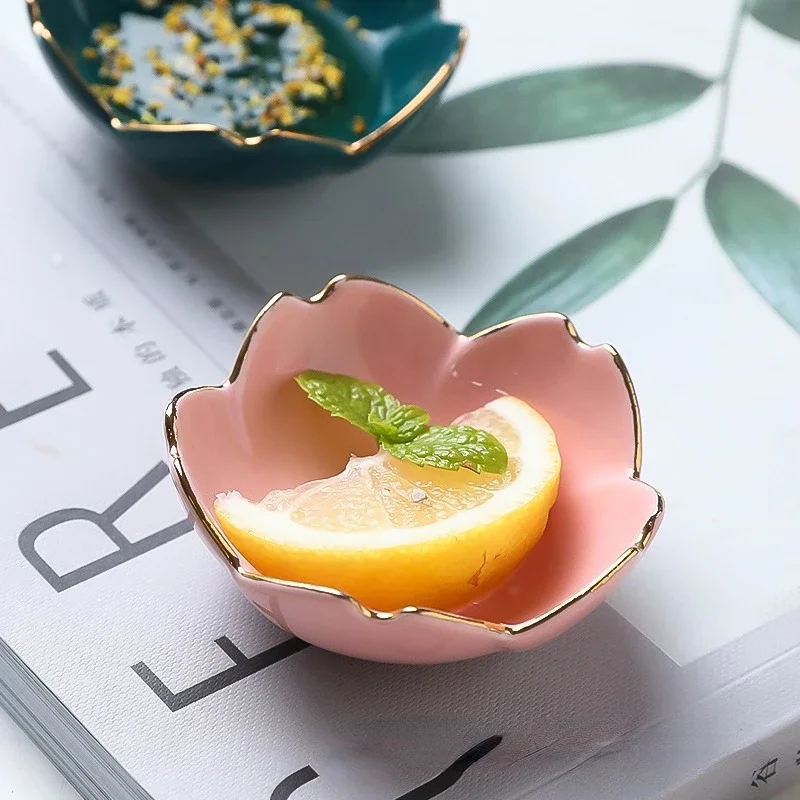 Ceramic Seasoning Plates Sakura Ceramic Seasoning Dipping Bowl Cherry Blossom Trinket Plate Sauce Porcelain Sauce Dish Plate Condiment Kitchen