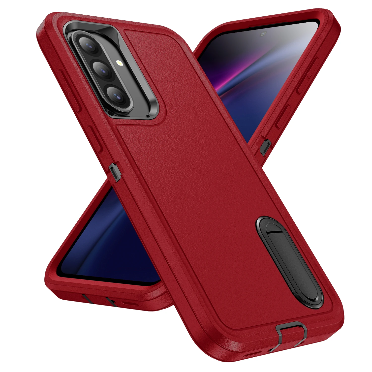 Triple Protection Heavy Armor Shockproof Phone Case with Hard Plastic Frame and Soft TPU Back Cover