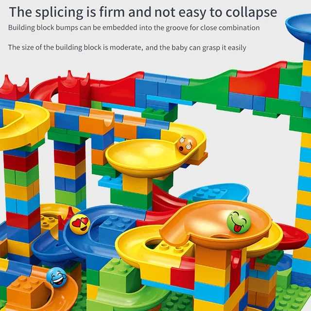 Children's Slide Small Block Block Assembly Particles DIY Educational Toy Small Size Building Blocks Maze Ball Assemble Toys 4