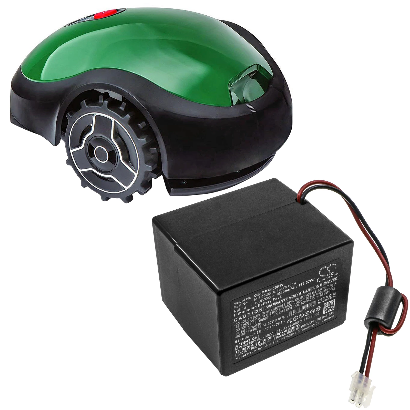Batterie de rechange 10400 mAh / 112,32 Wh compatible avec Robomow RT300 2021, RT300 2022, RT700 2021, RT700 2022, RX50, RX50 Pro, RX50U, BAT9101A, MRK9200A