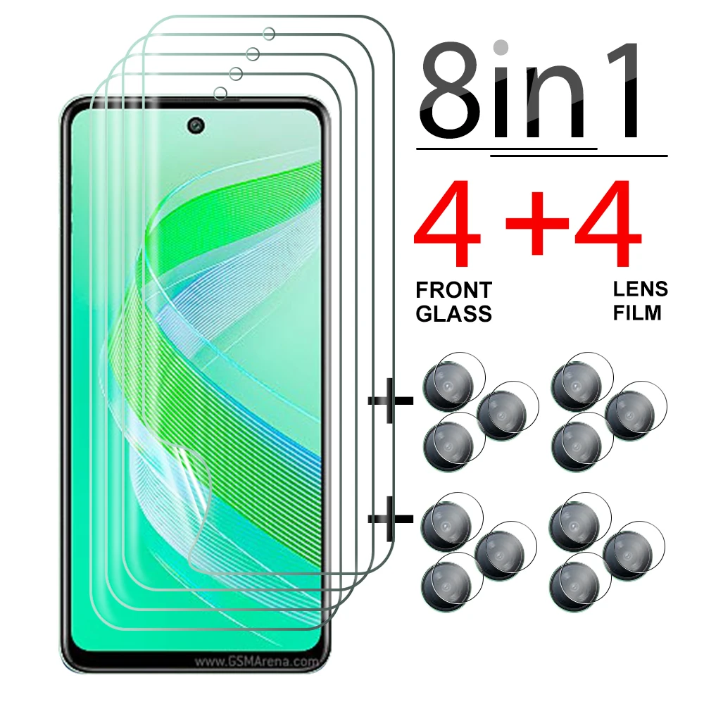 8 In1 Full Glue Clear Soft Film Per Infinix Smart 8 Hot 40I Smart8 Camera Glass Hot40I I40 Pellicola Idrogel Antigraffio