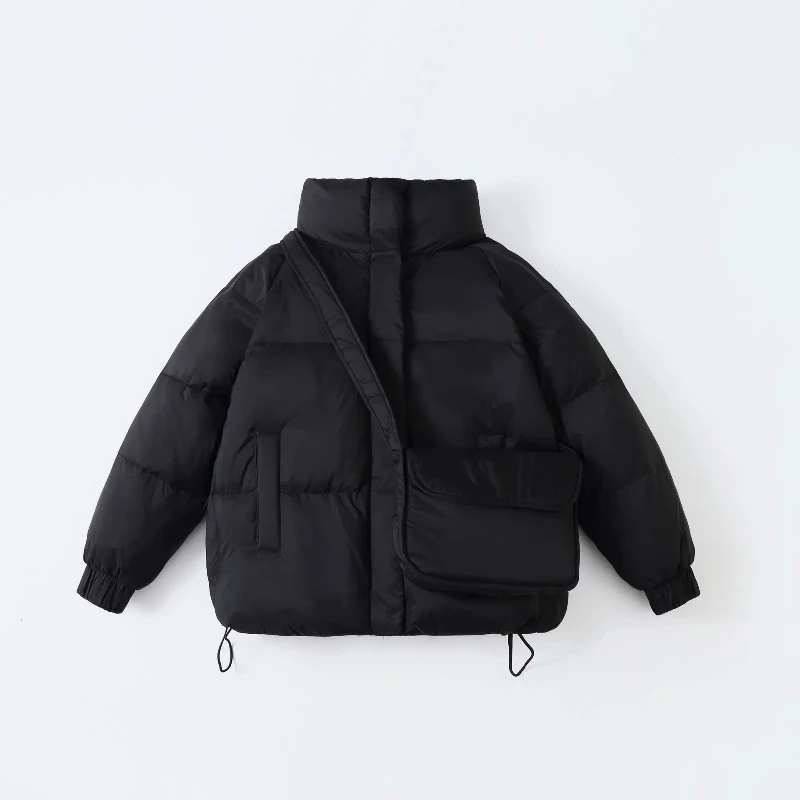 2024 New Winter Down Jackets Kid Thick Cotton Padded Coats Female Stand Collar Loose Puffer Parkas Down Jackets Outwear