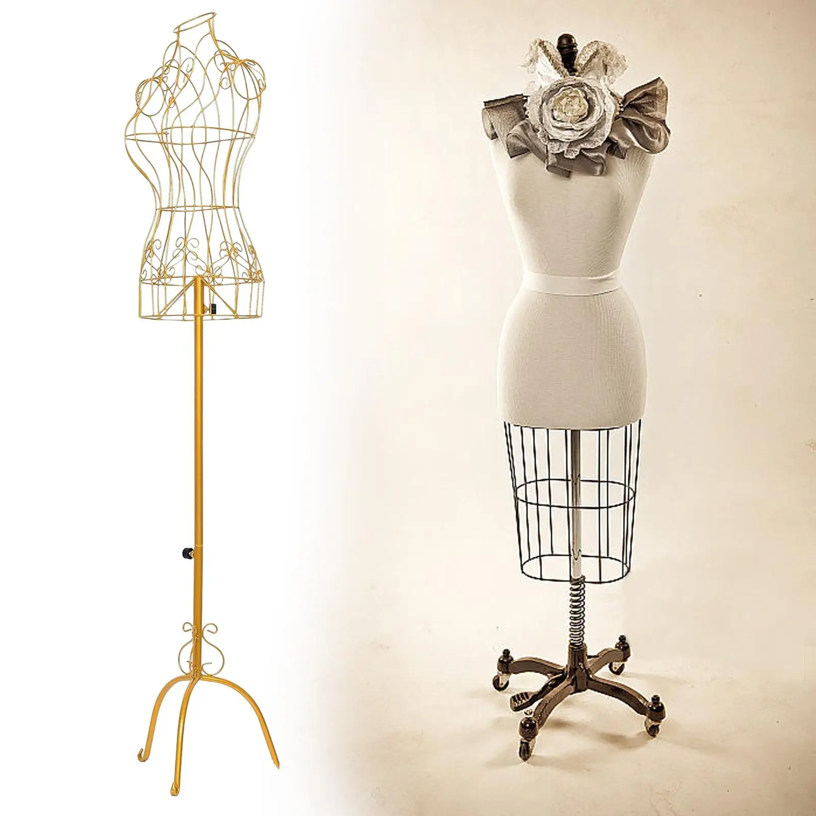Female Mannequin Iron with Stable Base Adjustable Height Torso Body Dress Form for Tailor Dressmakers Shop Seamstress Display