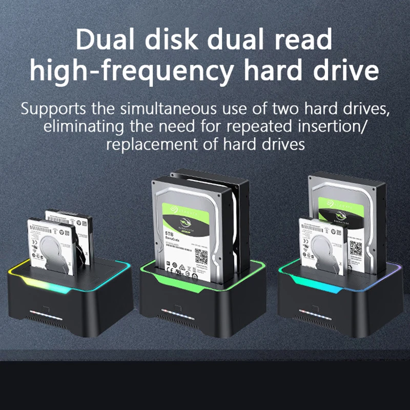 Uthai-dual Bay Base de Disco Rígido Usb 3.0 2.5 3.5 Porta Serial Multifuncional Cópia Offline Case Disco Rígido Móvel - Imagem 3