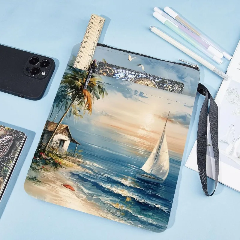Book Covers Seaside Scenery Book Sleeve Coconut Tree Book Protector Beach Covers Paperbacks Washable Fabric Cloth 1pc