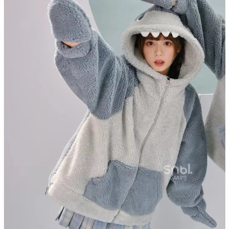 Kawaii Shark Plush Hoodie - Kawaii Fashion Shop  Lindas roupas asiáticas  japonesas Harajuku fofas da moda Kawaii