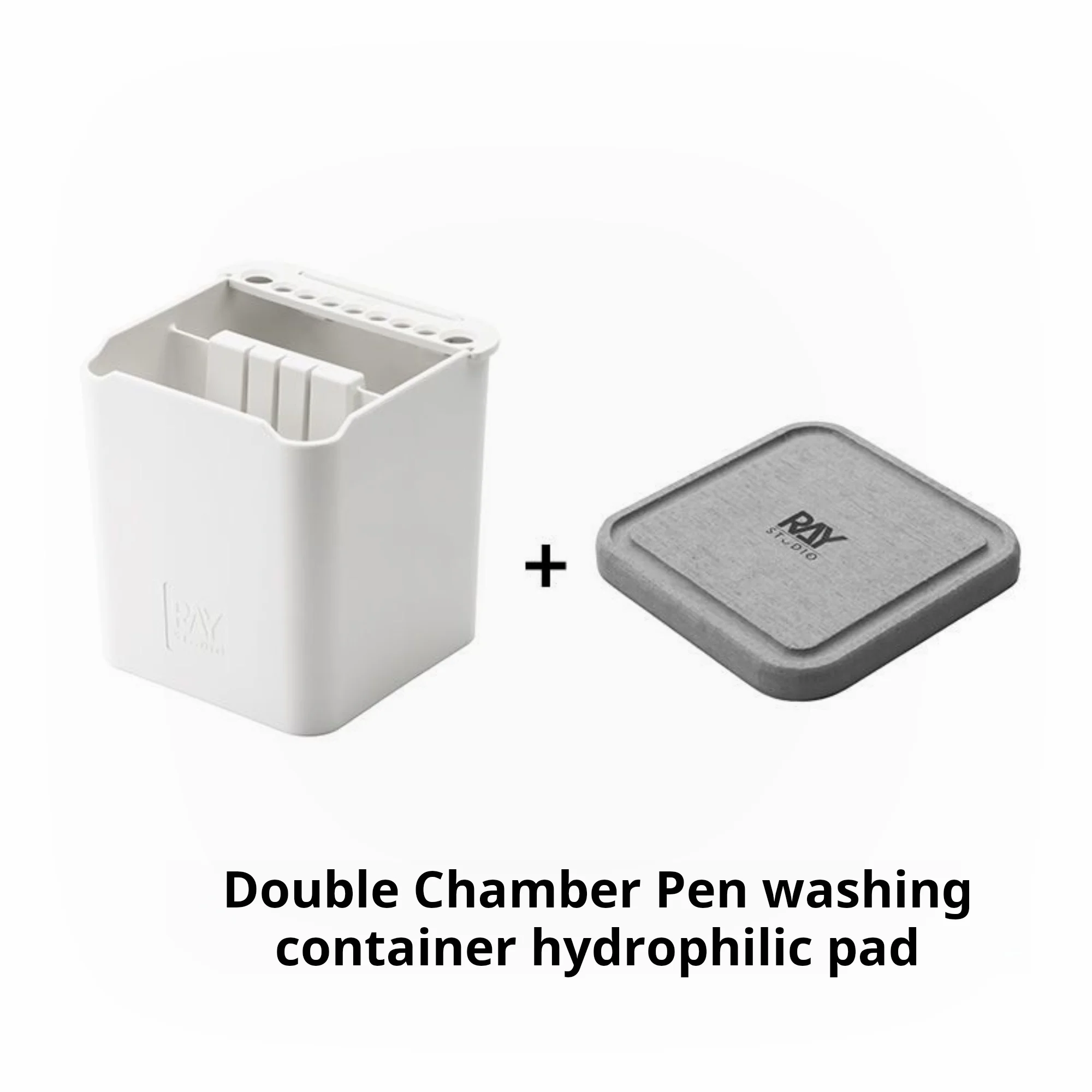 RAY 스튜디오 2 in 1 브러쉬 클리닝 팟 홀더 흡수 패드 포함 아크릴 페인트 브러쉬 건담 모델 페인팅 아트 도구