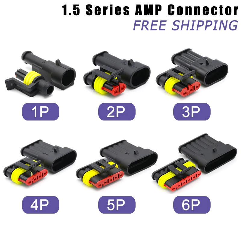 Conector do Caminhão Sensor do Veículo Impermeável Macho e Fêmea 1.5 Series tipo Amp 6p Automotivo 20 Conjuntos 50 Conjuntos 100 Conjuntos