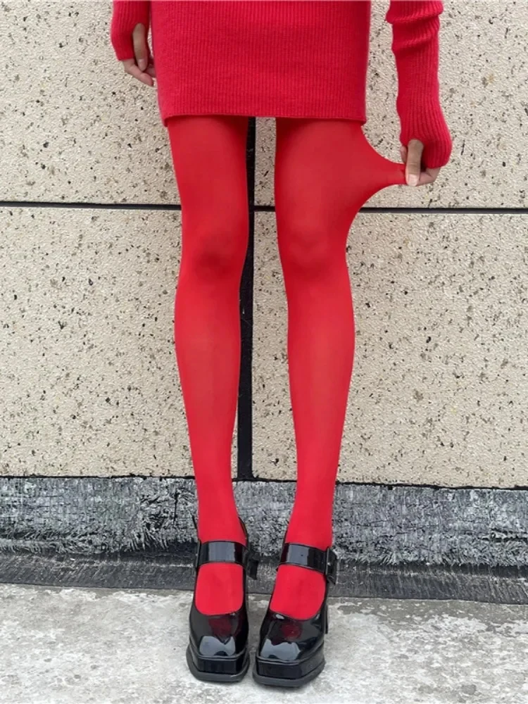 Elegant Red Women Leggings New Tights Sexy Stockings Slim See-Through Lingerie  Leggings 2024 Spring High-Elastic Thermal Pants - AliExpress