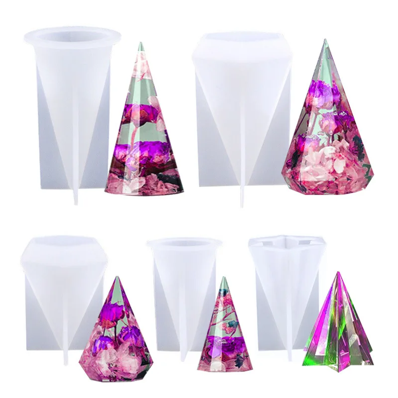 DIY Epoxy Resin Mold Cone Hexagonal Ring Storage Jewelry Decoration Silicone |