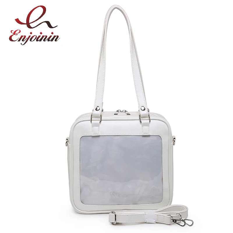 

Japanses Itabag Square Shoulder Bag 3 Ways Women Purses and Handbags Kawaii School Bags Girls Clear Tots Cute JK Messenger Bag