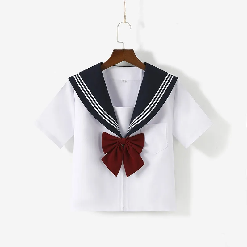 Japanese School Uniform Blue Collar White Three Book Sailor Suit JK Uniform Long Sleeve Spring and Autumn Style Pleated Skirt Suit
