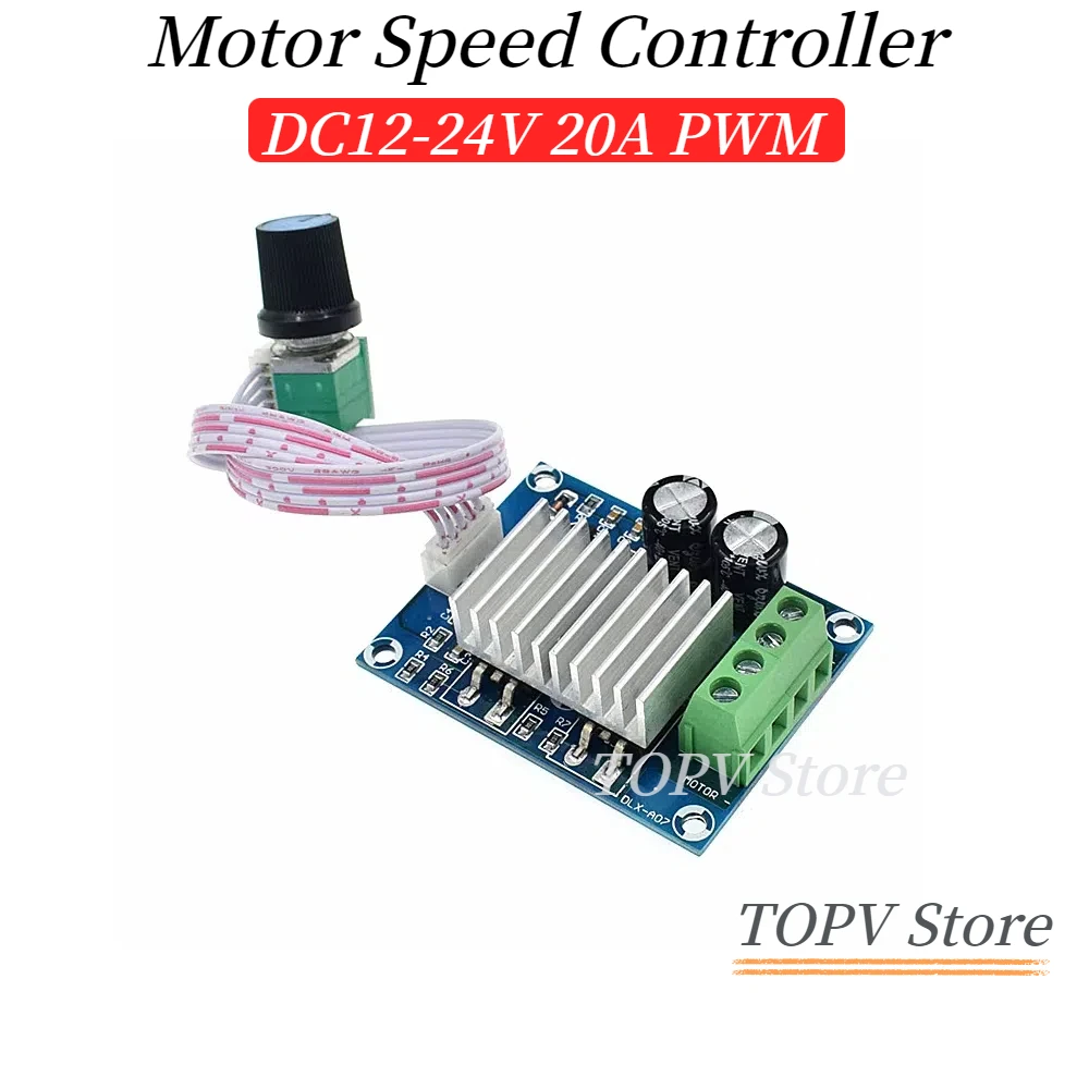 DC Motor Speed Controller Motor Speed Controller Electric Motor Speed Controller PWM DC12-24V Motor Speed Controller 20A Motor Speed Governor Adjustable Regulator Temperature Regulating Dimming Switch