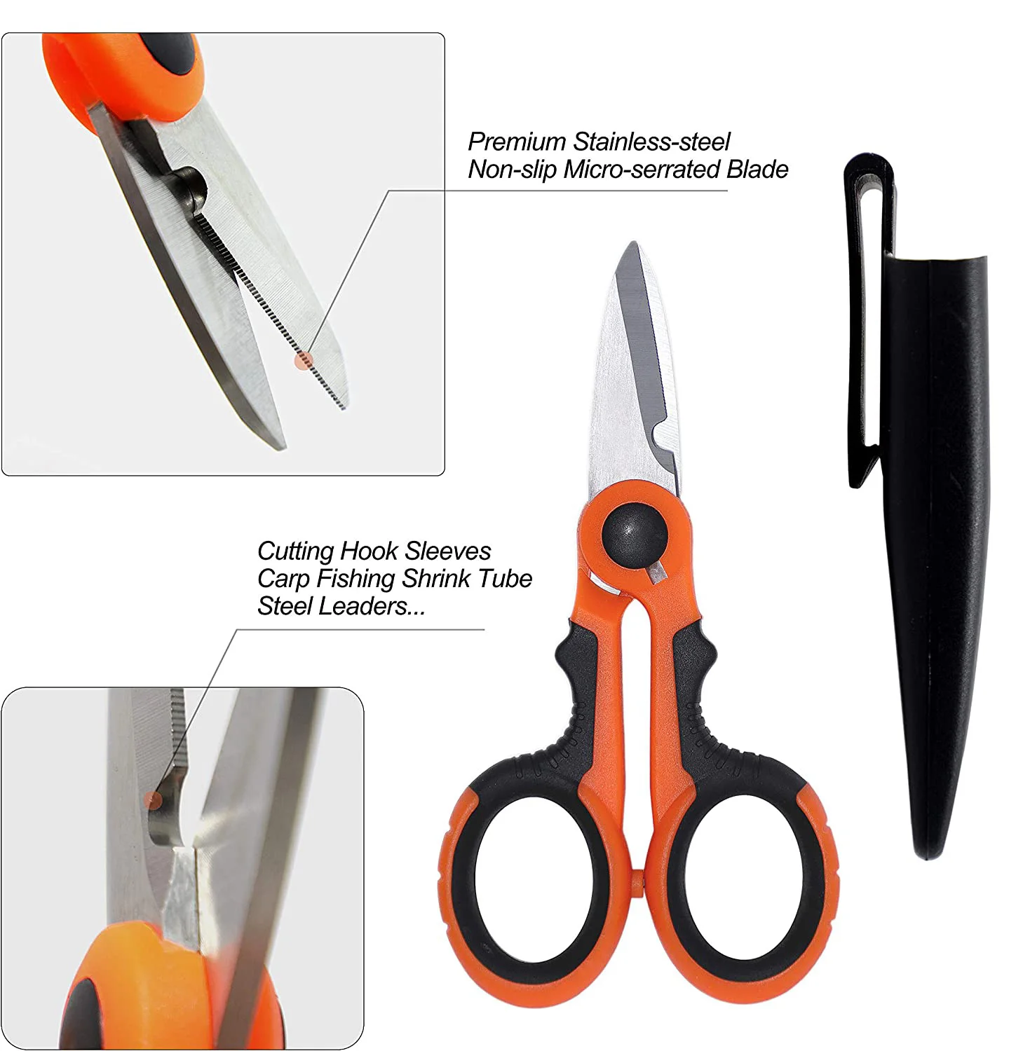 Fishing Scissor Tools Stainless Steel PE Braid Line Cut Portable Scissors  Pliers with Sheath Kit Carp Fishing Tackle Accessories