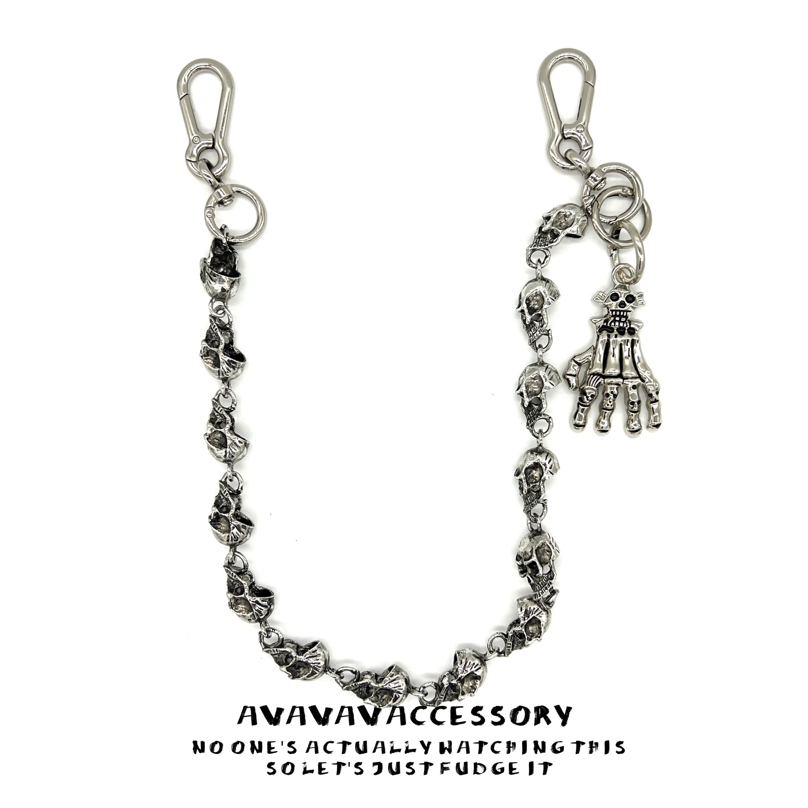 니치 레트로 해골 청바지 허리 체인 힙합 남녀 공용 가방 걸이 체인 장식