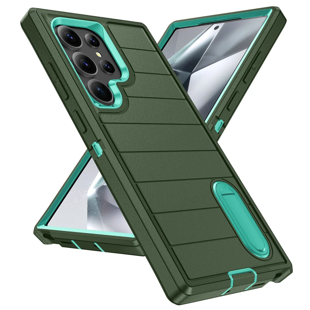 Nova capa de proteção híbrida 3 em 1 Defender para Samsung Galaxy S24 Ultra Kickstand Body Cover Funda S24Plus_voghion.com