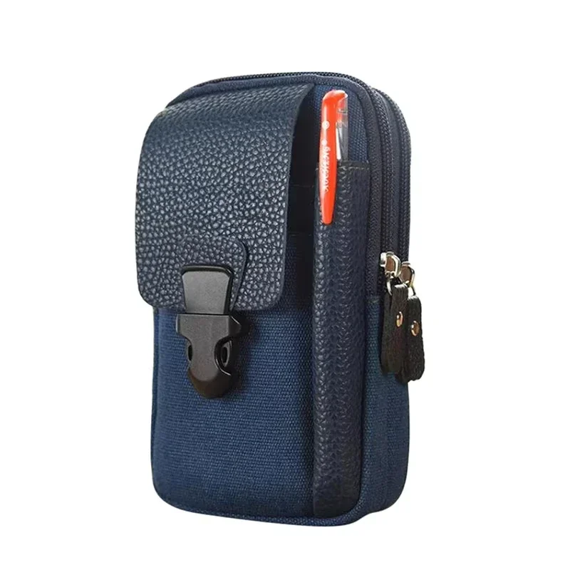 Casual Male Waist Pack Zipper Small Solid Color Card Holder 4 Inch Phone Packs Belt Fanny Purse