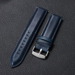 Vintage Genuine Leather Quick Release Watchband Strap - Cowhide - 22mm (Blue)