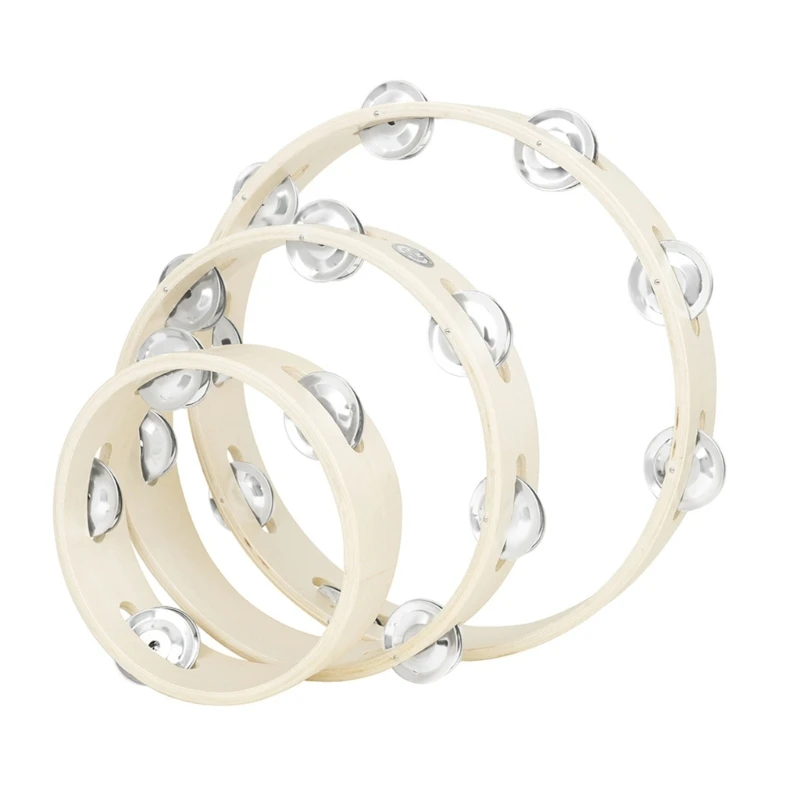 

3Pcs Wood Handheld Round Tambourines Percussion Bells Tambourine for Kids Musical Instrument Hand Bells Toy with Drop Shipping