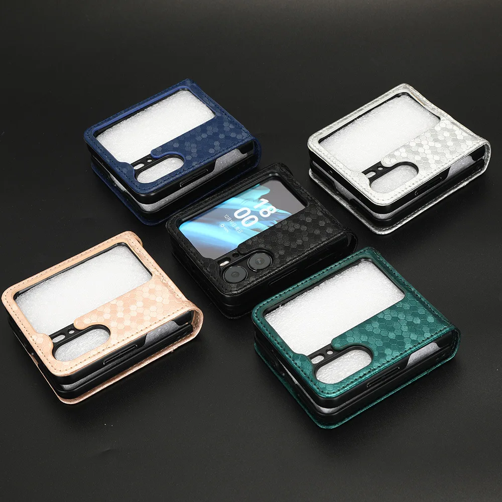 Geometric Leather Card Holder Wallet Non-Slip Shockproof Phone Case Cover