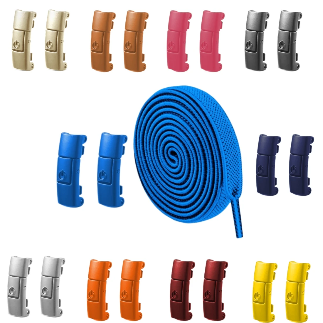 8MM 20 Color Switches Buckle No Tie Shoe Laces Press Lock Shoelaces