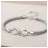 Bracelet de Couple tissé en argent pur, amour infini, simple, pour étudiants, pour hommes et femmes, cadeaux de noël