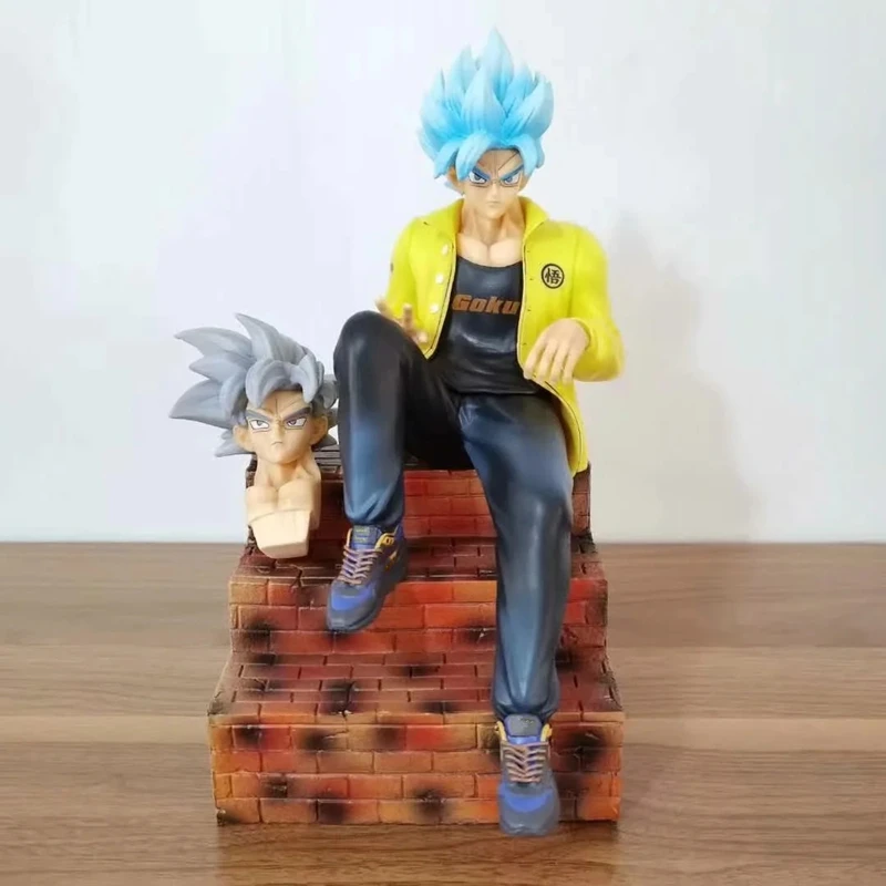 

New Dragon Ball Blue Dragon Wukong Double-headed Color Statue Sitting Posture Sofa Puppet Model Decoration Collection Gift 25CM