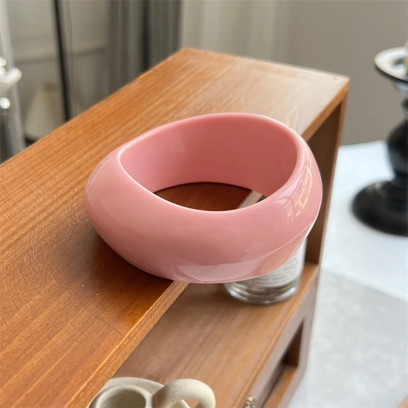 Bracciale Rigido Largo In Resina Acrilica Color Trasparente Marrone – Gioiello Effetto Pietra, Geometrico E Statement Per Donna