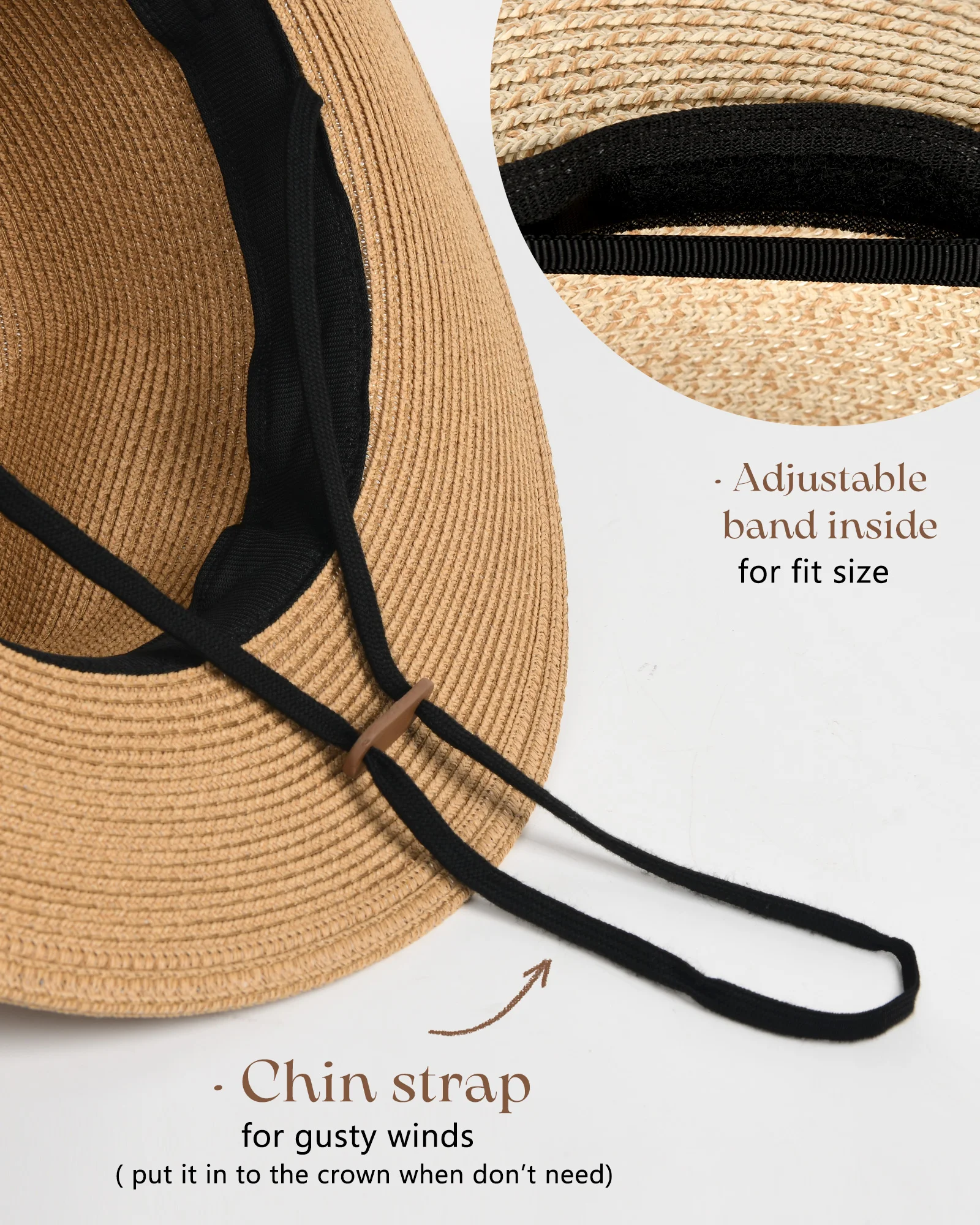 Cappello Di Paglia Fedora Unisex - Panama Trilby, Regolabile, Per Spiaggia E Viaggi