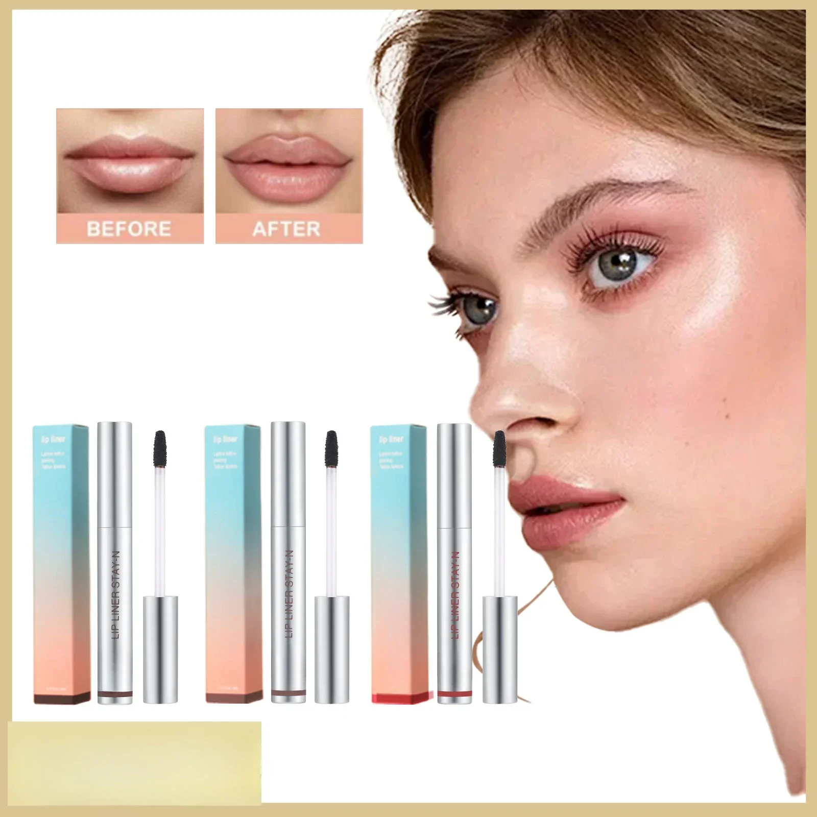 Lip Makeup Lip Glaze Lip Tint Lip Stain Lip Gloss 6 Colors Waterproof Lip Liner Peel Off Tattoo Lip Gloss Long Lasting Matte Tint Black Contour Tear-off Makeup Stain Cosmetic