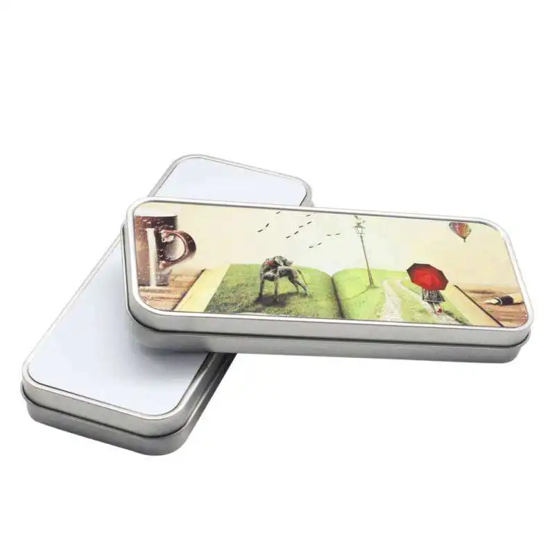 Metal Lápis Lata Caixa com Folha de Alumínio Sublimação Blanks Escola e Escritório Estacionário 10 Pcs por Lote