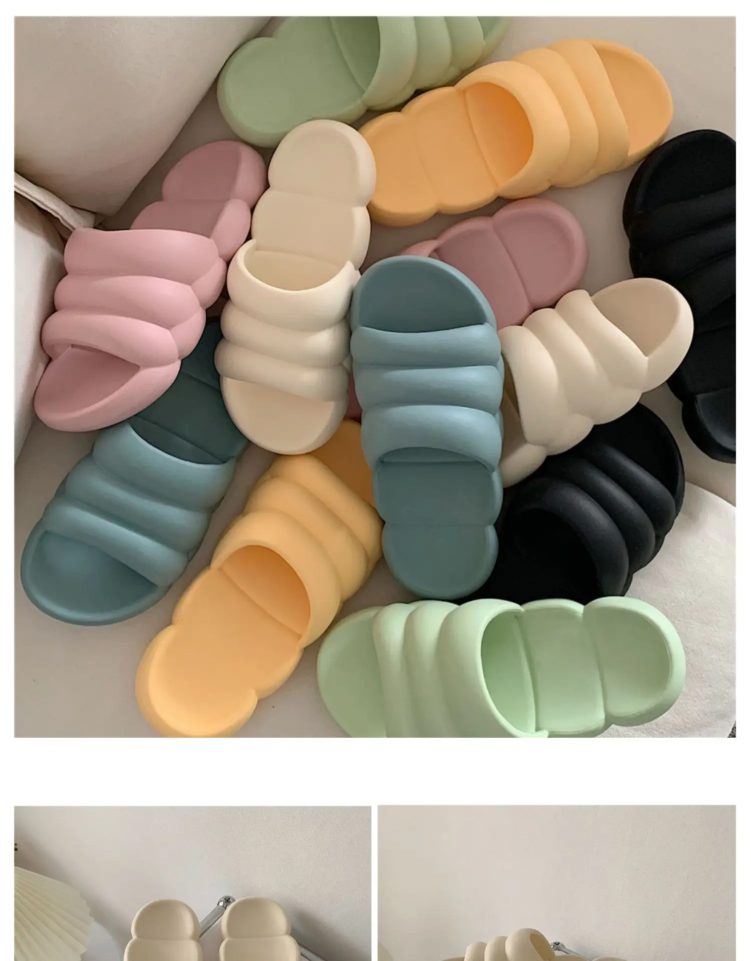 Comwarm Soft Cloud Hausschuhe Frauen Sommer Outdoor Paar trend ige Hausschuhe Home Badezimmer rutsch feste Schuhe Freizeit solide Flip-Flops – Detail 2
