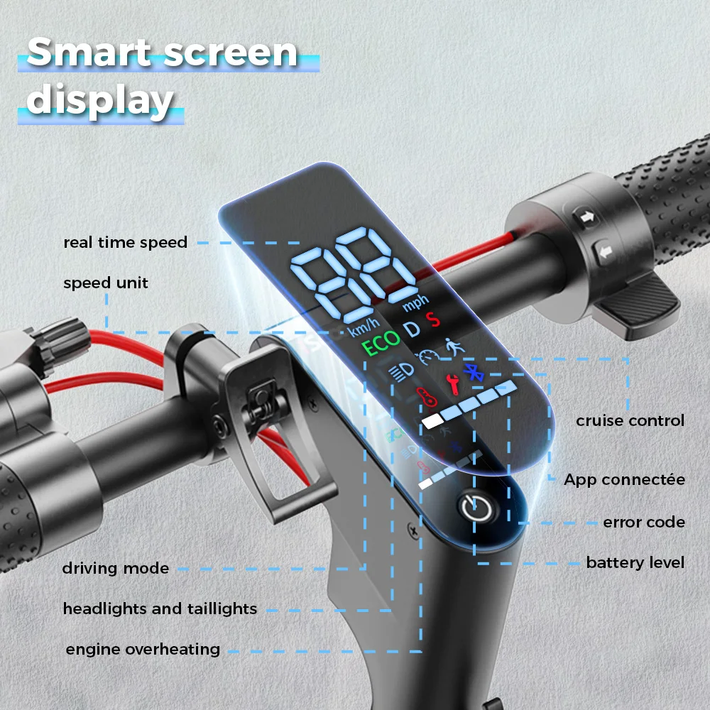 Scooter elettrico W7 8.5 "650W 36V 10.5Ah 25-35km Gamma Doppia sospensione Luci laterali Controllo app Velocità 35 km/h Scooter elettrici - immagine 3