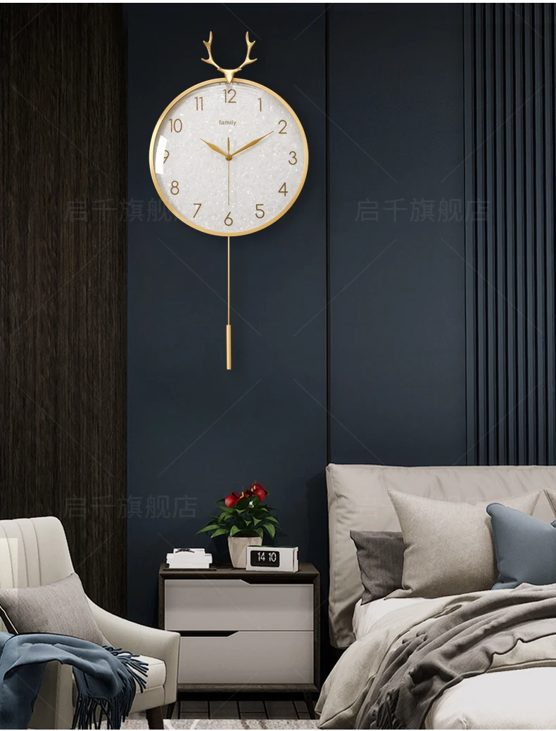 Description Picture 6 of itemSimple European Wall Clock Round Style Aesthetic Hanging Wall Clock Luxury Italy Duvar Saati Home Decoration Accessories