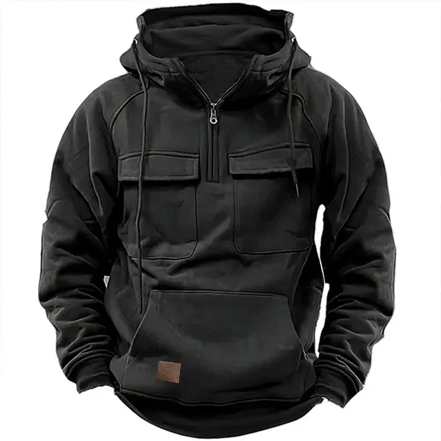 Spring and Autumn American Men's Retro Hooded Loose Small Fur Circle Hoodie Male Youth Multi-pocket Leather Jacket - Image 3