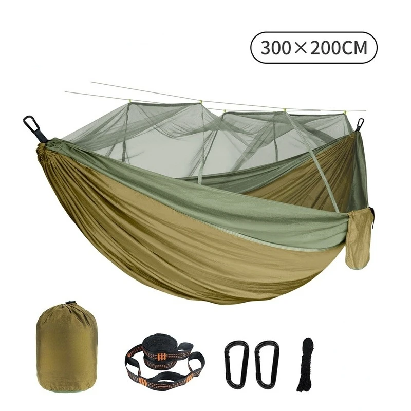 Double Mosquito Net Hammock 300&times;200CM Plus Size Outdoor Anti-mosquito Umbrella Cloth Nylon Anti-rollover Camping