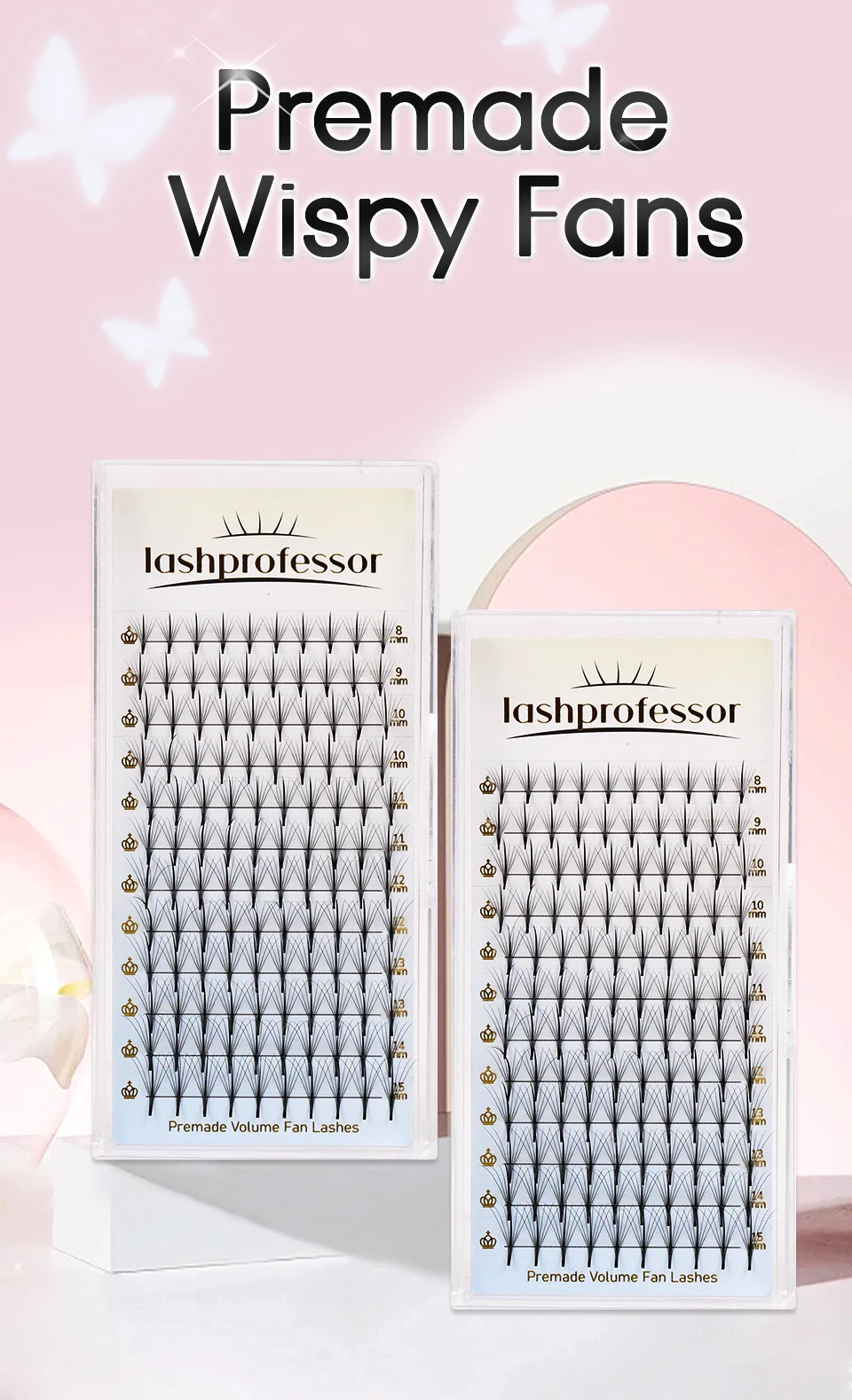 3D-15D Wispy Premade Fans Spitze Basis Russland Volumen Wimpern Faux Nerz Einfache Fächer Wimpern Verlängerung Spitze Lange Stiel Wimpern – Detail 2