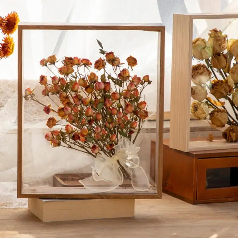 Wooden Dried Flower Picture Frame Handmade Diy Dried Flower Display Frame 3d Wall Hanging