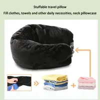 Fillable Travel Neck Hoodie Pillow Stuff With Clothes Traveling Pillow Pillowcase Storage Carry Portable Travel Bag Pillow 2