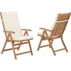 Folding Patio Dining Chair Set of 2, Outdoor Acacia Wooden Reclining Chair w/Armrest & Removeable Cushion, FSC Certified Wood 3