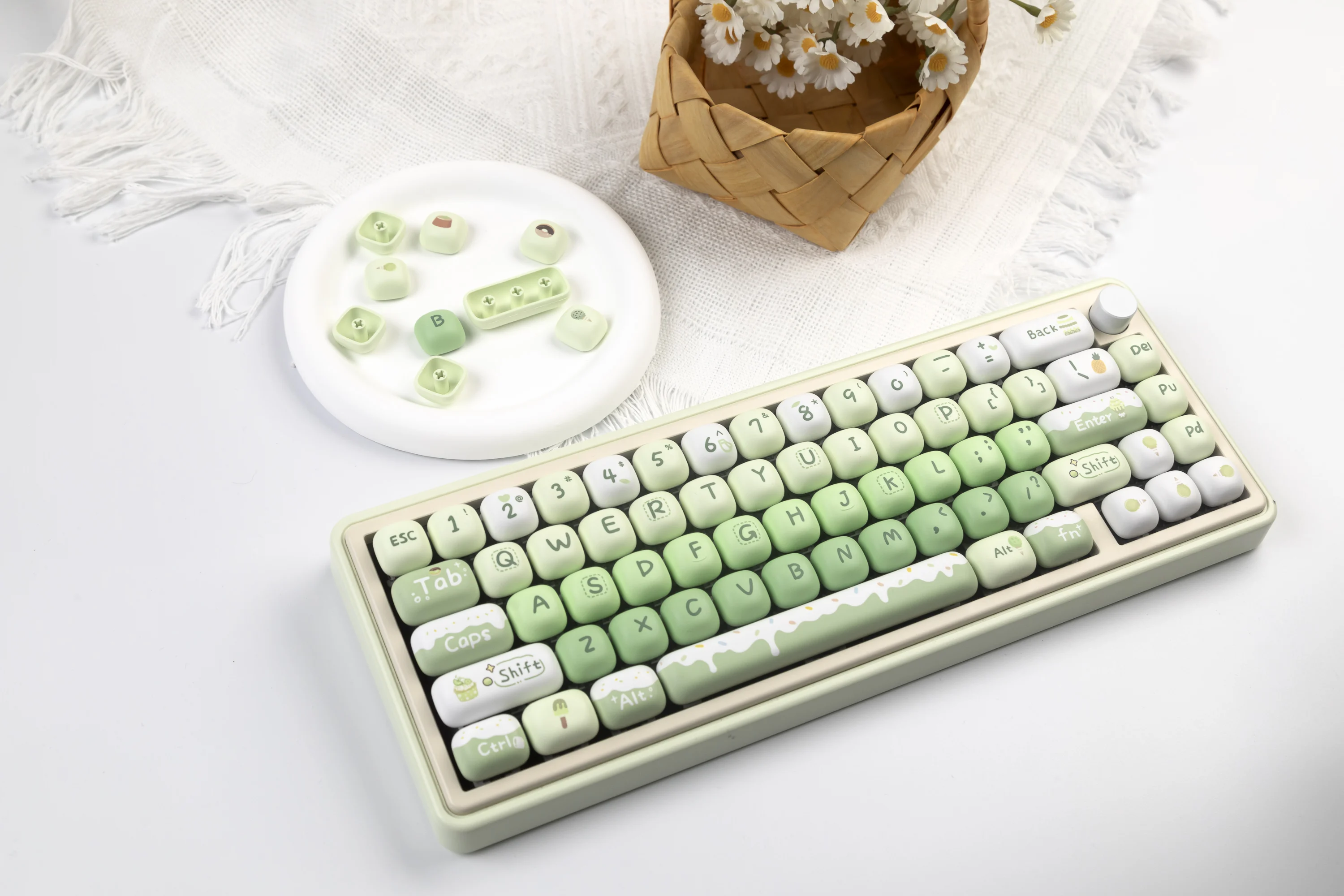 Kawaii Matcha Ice Cream Mog Profile Keycaps (138 Keys)
