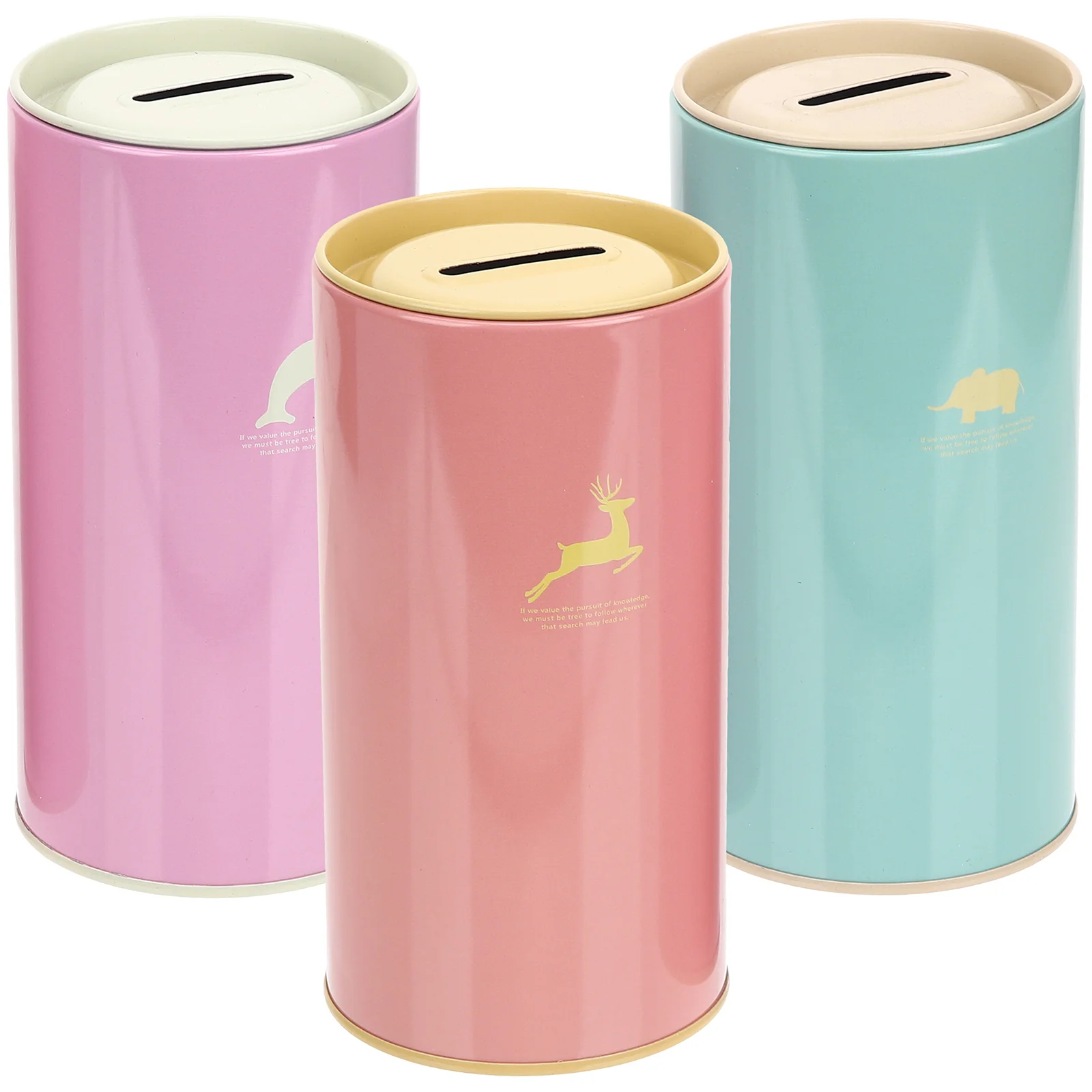 3 Pcs Cartoon Round Piggy Bank Child Girls Money Jar Challenge Desktop Coin Container 4