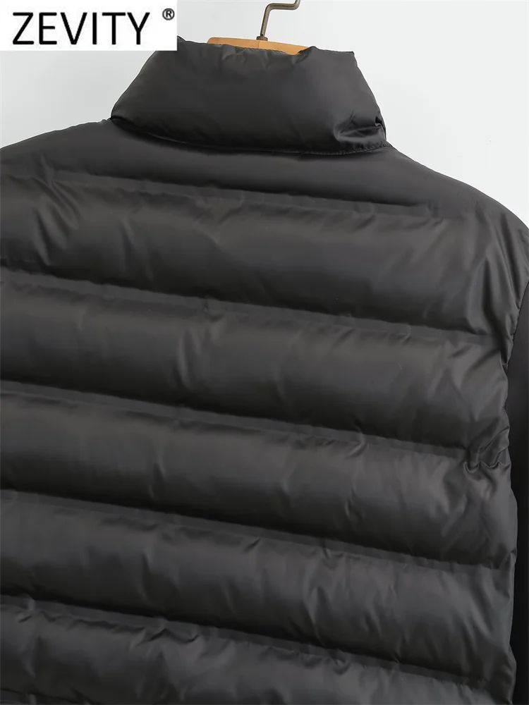 Women Vintage Long Sleeve Patchwork Cotton Padded Jacket Coat Female Pockets Outerwear Chic Zipper Short Tops CT5817