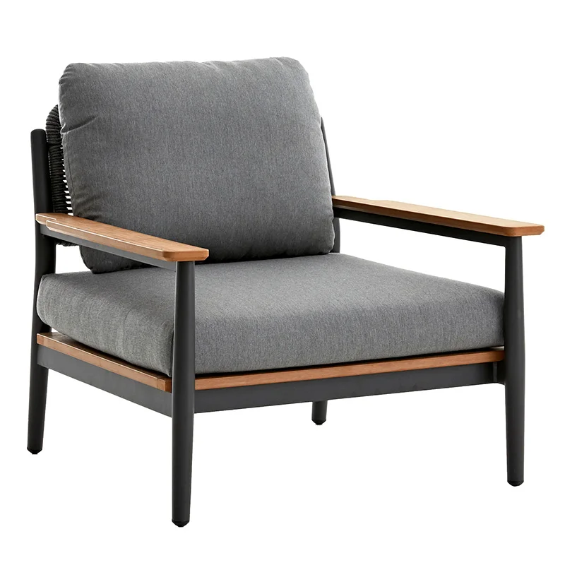 

Уличный диван из плетеной веревки для одного человека, кофейный столик, семейная мебель, стул для отдыха, балкон, стул из массива дерева