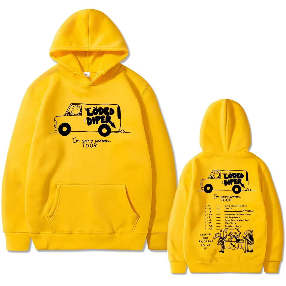 한정판 Loded Diper I'm Sorry Tour 후드 남성용 레트로 록 스웨트 패션 스트리트 가을/겨울 따뜻한 후드