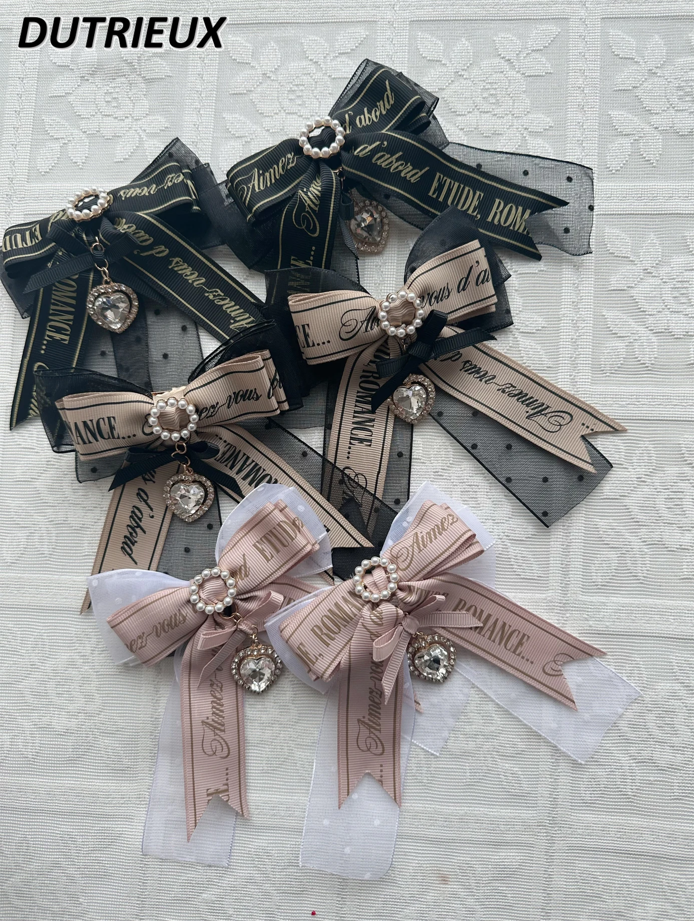 

Japanese Single Mine Cute Girls Letters Bow Barrettes Clip Women Sweet Lolita Girls Pendant A Pair of Hairclips Hair Accessories