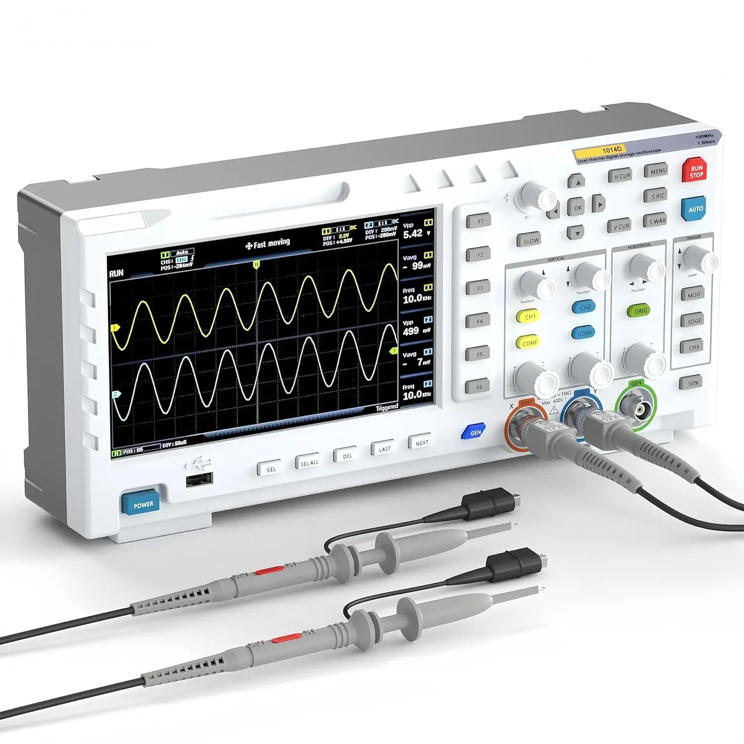 2 in 1 Digital Oscilloscope DDS Signal Generator, 100X High Voltage Probe, 2 Channels 100Mhz Bandwidth 1GSa/s Sampling Rate