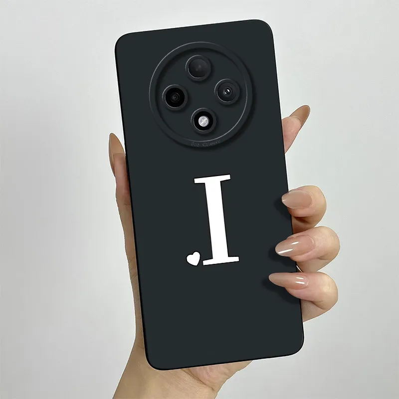 Cute Initial Letters Square Silicone Matte Shockproof Back Cover